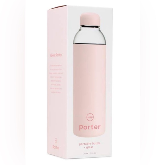 W&P Porter Glass Water Bottle w/ Protective Silicone Sleeve | Blush 20 Ounces | - Picture 4 of 4